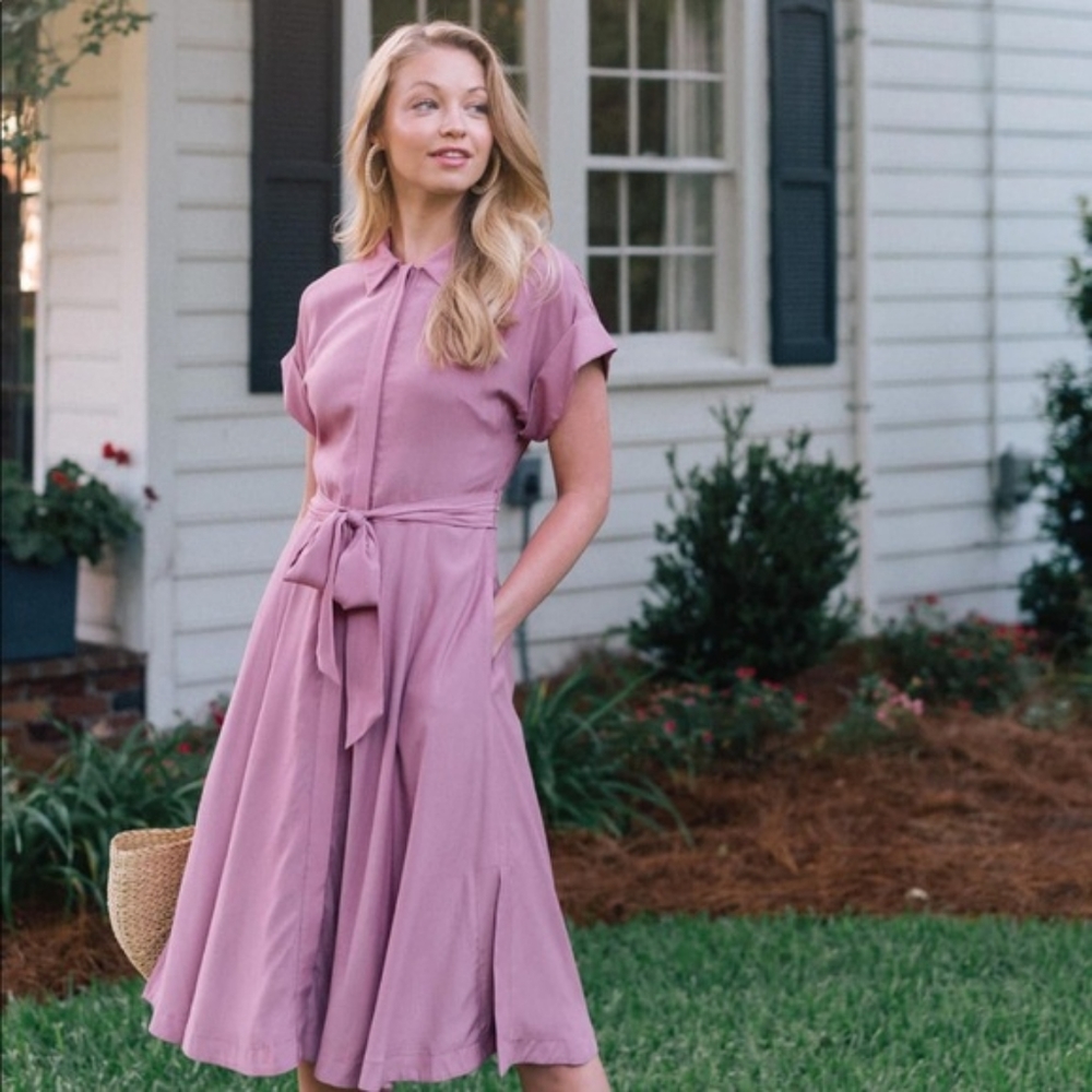 Mauve Midi Shirt Dress - GMG Kayla